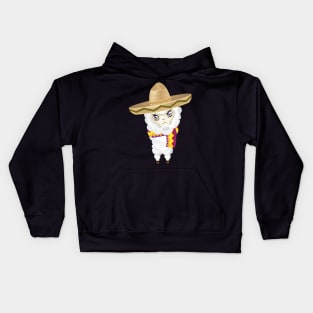 Cute little alpaca in sombrero Kids Hoodie